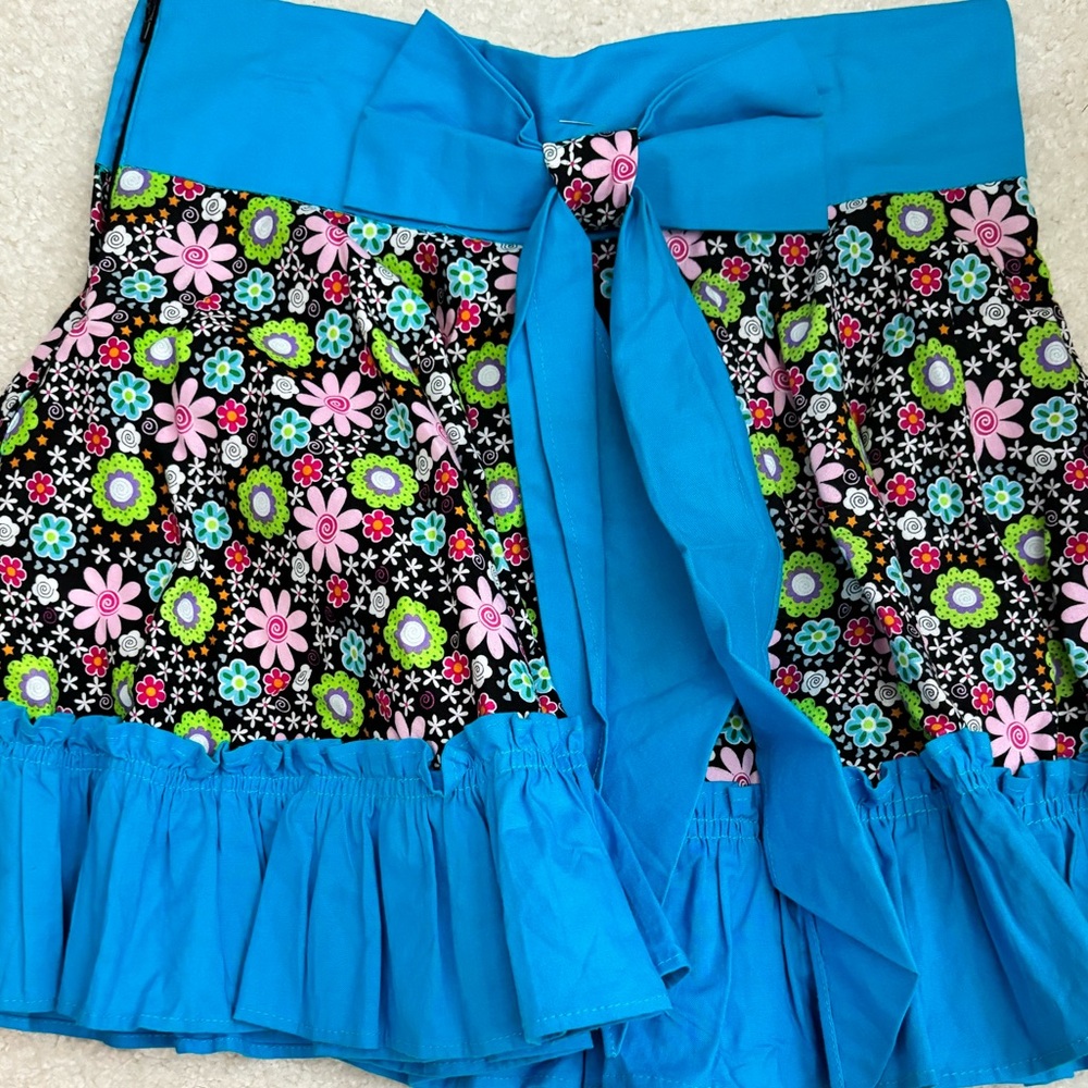 Custom Blue and Black Flower Printed Skirt Clogging Dance Costume